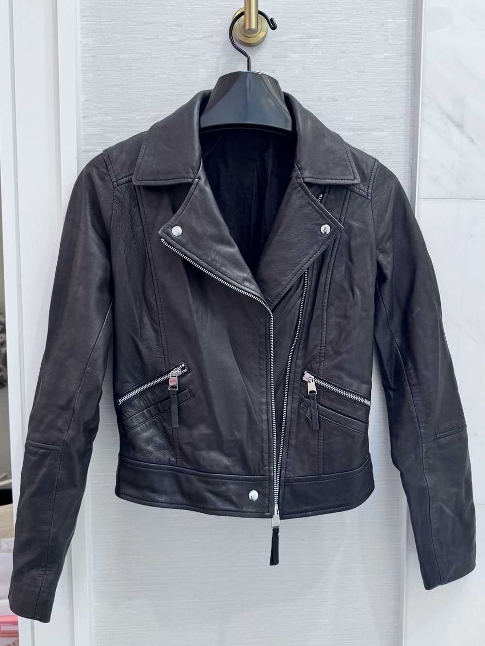 Zara Faux Black Leather Moto Jacket - Women's XS